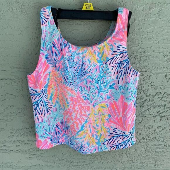 Lilly Pulitzer Girls Bathing Suit Tank Top XXS 4/5 Coral Reef Print - Picture 2 of 6